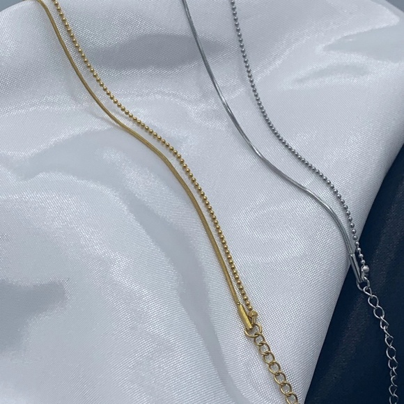 Dainty Gold Bead Layer Bracelet, Thin Herringbone Bracelet - Picture 3 of 7